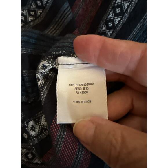 Adam Levine Women Sleeveless Geo Striped Cotton Pullover Mini Dress Size L Multi - Picture 9 of 9